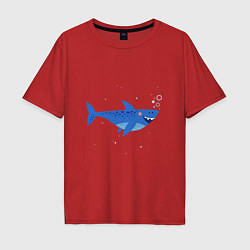 Футболка оверсайз мужская Синяя акула, цвет: красный