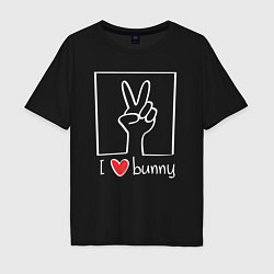 Футболка оверсайз мужская I love bunny, цвет: черный