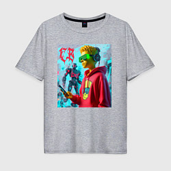 Футболка оверсайз мужская Bart Simpson - cyberpunk ai art, цвет: меланж