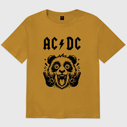 Футболка оверсайз мужская AC DC - rock panda, цвет: горчичный