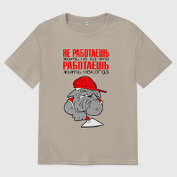 Футболка оверсайз мужская Бульдог - философ, цвет: миндальный