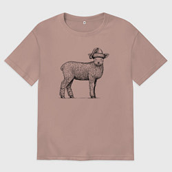 Футболка оверсайз мужская Ягненок новогодний, цвет: пыльно-розовый