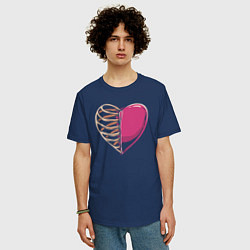 Футболка оверсайз мужская Сердце в груди, цвет: тёмно-синий — фото 2