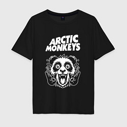 Футболка оверсайз мужская Arctic Monkeys rock panda, цвет: черный