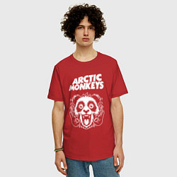 Футболка оверсайз мужская Arctic Monkeys rock panda, цвет: красный — фото 2