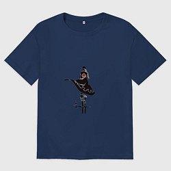 Футболка оверсайз мужская Гуррен-Лаганн дырокоп Симон, цвет: тёмно-синий