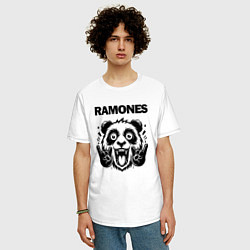 Футболка оверсайз мужская Ramones - rock panda, цвет: белый — фото 2