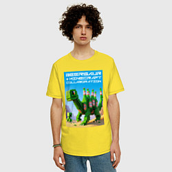 Футболка оверсайз мужская Beersaur and Minecraft - collaboration ai art, цвет: желтый — фото 2