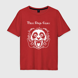 Футболка оверсайз мужская Three Days Grace rock panda, цвет: красный