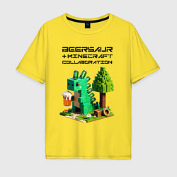 Футболка оверсайз мужская Collaboration of Minecraft and beersaur - ai art, цвет: желтый