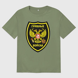 Мужская футболка оверсайз Грибные войска - эмблема