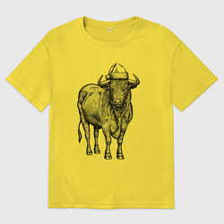 Футболка оверсайз мужская Новогодний бык, цвет: желтый
