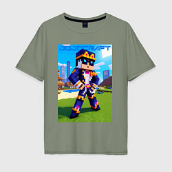 Мужская футболка оверсайз Jotaro Kujo and Minecraft - collaboration