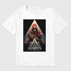 Футболка оверсайз мужская Assassins creed красный костюм, цвет: белый