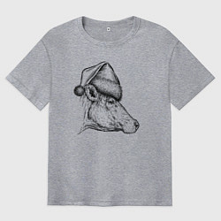 Футболка оверсайз мужская Новогодняя корова, цвет: меланж