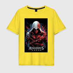 Футболка оверсайз мужская Assassins creed красные пятна, цвет: желтый