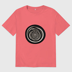 Футболка оверсайз мужская Черно белые кольца, цвет: коралловый