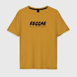 Футболка оверсайз мужская Reggae music in black white, цвет: горчичный