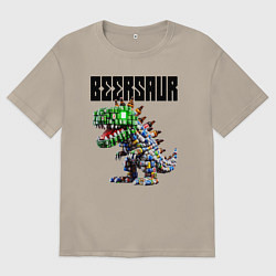 Футболка оверсайз мужская Beersaur - meme ai art, цвет: миндальный