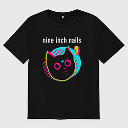 Футболка оверсайз мужская Nine Inch Nails rock star cat, цвет: черный