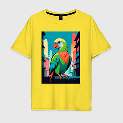 Футболка оверсайз мужская Попугай в городе, цвет: желтый