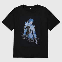 Футболка оверсайз мужская Поднятие уровня в одиночку охотник Джин Ву, цвет: черный