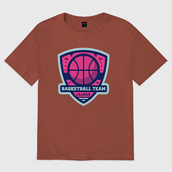 Футболка оверсайз мужская Баскетбольная командная лига, цвет: кирпичный