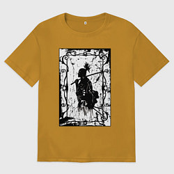 Футболка оверсайз мужская Воин с катаной, цвет: горчичный