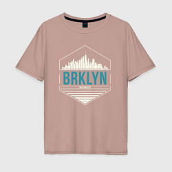 Футболка оверсайз мужская Brooklyn city, цвет: пыльно-розовый