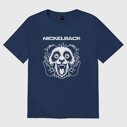 Футболка оверсайз мужская Nickelback rock panda, цвет: тёмно-синий