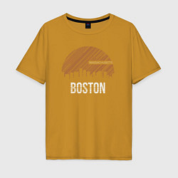 Футболка оверсайз мужская Boston Massachusetts, цвет: горчичный