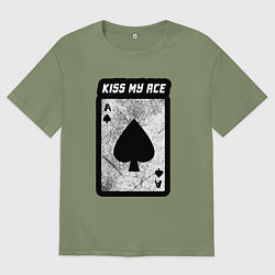 Футболка оверсайз мужская Поцелуй мой туз, цвет: авокадо