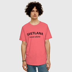 Футболка оверсайз мужская Svetlana never alone - motto, цвет: коралловый — фото 2