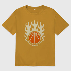 Футболка оверсайз мужская Играть с огнём, цвет: горчичный