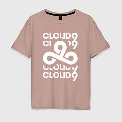 Футболка оверсайз мужская Cloud9 - in logo, цвет: пыльно-розовый