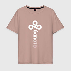 Футболка оверсайз мужская Cloud9 - vertical logo, цвет: пыльно-розовый
