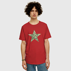 Футболка оверсайз мужская Звезда камуфляж пиксельный, цвет: красный — фото 2