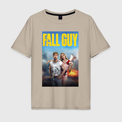 Футболка оверсайз мужская Ryan Gosling and Emily Blunt the fall guy, цвет: миндальный