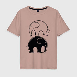 Футболка оверсайз мужская Cute elephants, цвет: пыльно-розовый