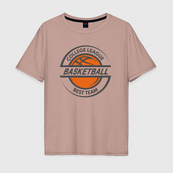 Футболка оверсайз мужская Basketball best team, цвет: пыльно-розовый