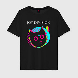 Футболка оверсайз мужская Joy Division rock star cat, цвет: черный