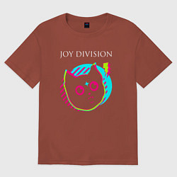 Футболка оверсайз мужская Joy Division rock star cat, цвет: кирпичный