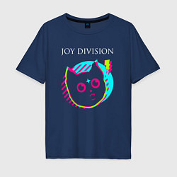 Футболка оверсайз мужская Joy Division rock star cat, цвет: тёмно-синий