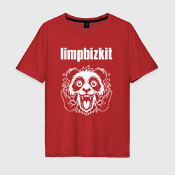 Футболка оверсайз мужская Limp Bizkit rock panda, цвет: красный