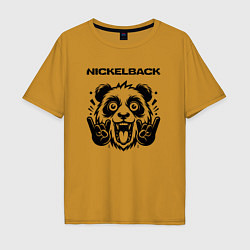 Футболка оверсайз мужская Nickelback - rock panda, цвет: горчичный