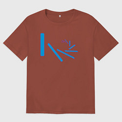 Футболка оверсайз мужская Летящие вокруг прямоугольные палочки, цвет: кирпичный