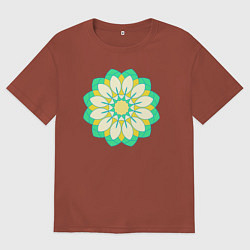 Мужская футболка оверсайз Мандала зеленых оттенков