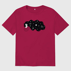 Футболка оверсайз мужская Космос в волосах, цвет: маджента