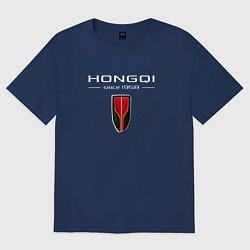 Футболка оверсайз мужская Hongqi - logo, цвет: тёмно-синий