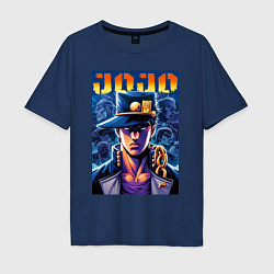 Футболка оверсайз мужская Jojo - Jotaro Kujo ai art, цвет: тёмно-синий